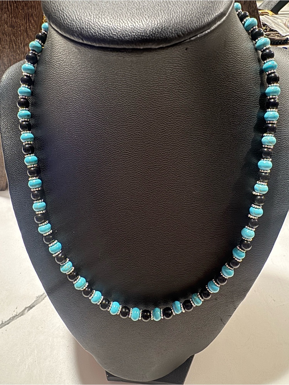 Turquoise and Black Bead Necklace - Elegant Women’s Jewelry